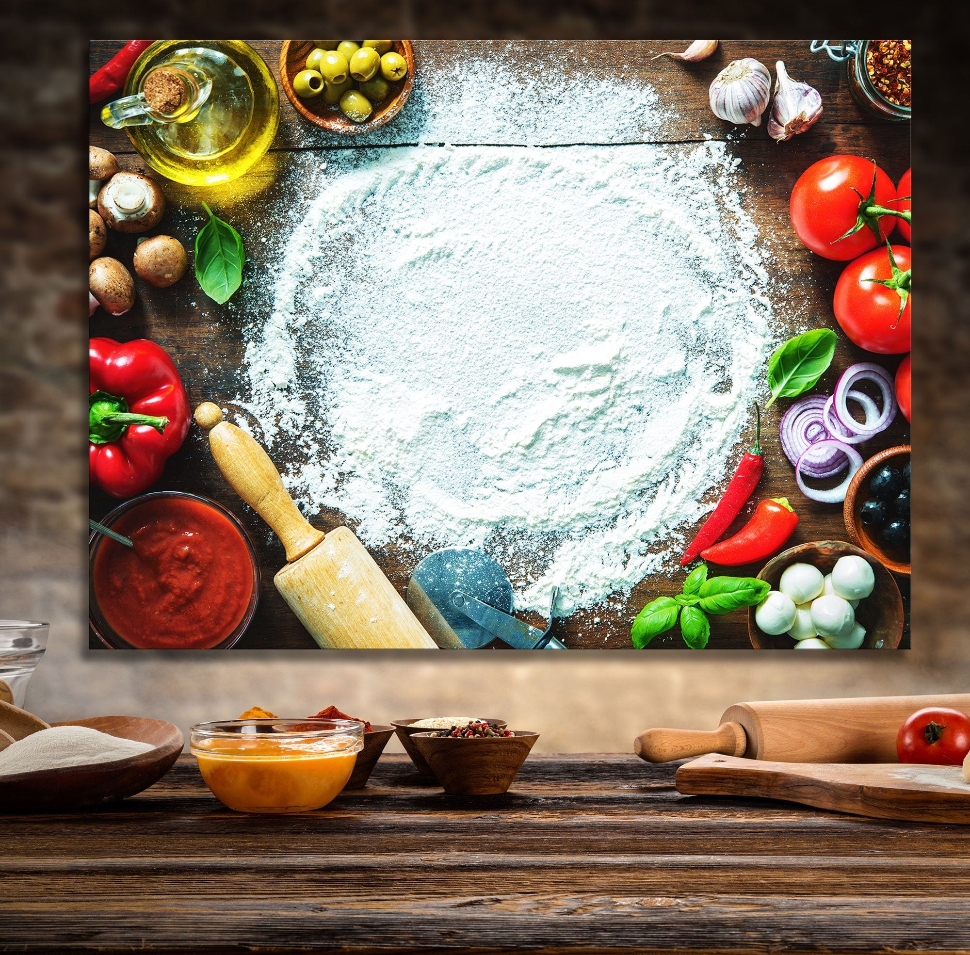 Pizza Prep Canvas Wall Art, Pizza Place Decor, Pizza Restaurant Decor, Dining Room Art, Kitchen Art, Italian Pizza, Pizzeria Art