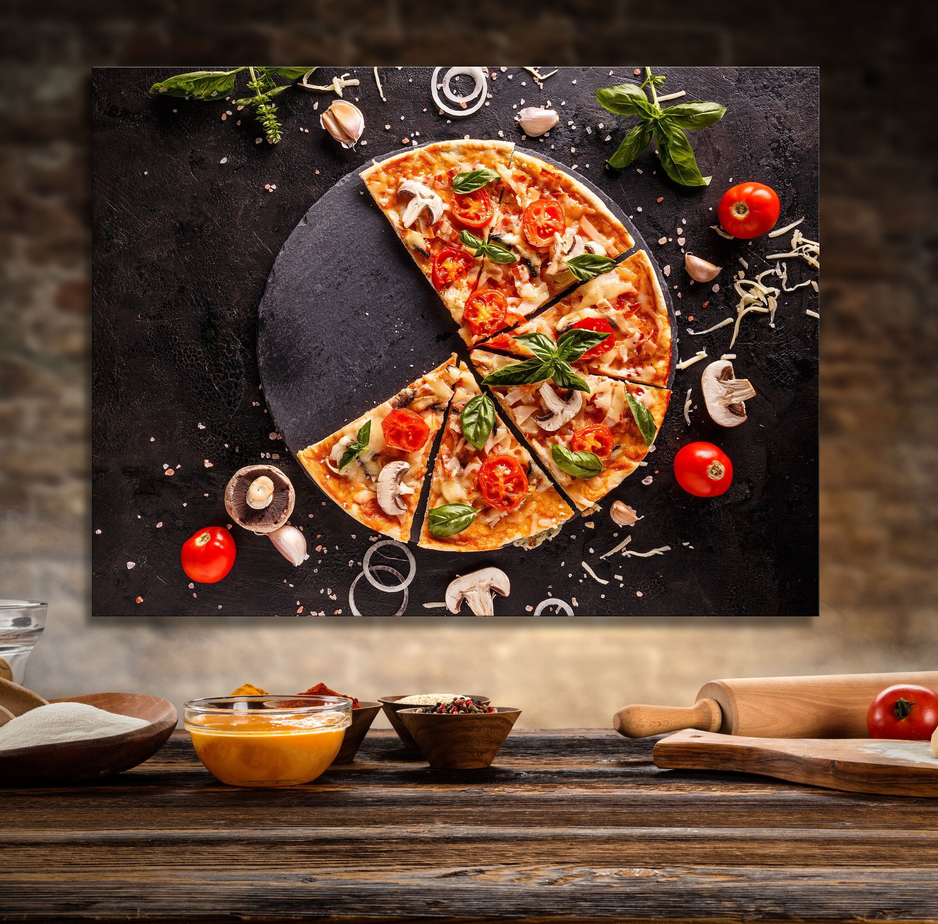Pizza Canvas Wall Art, Pizza Place Decor, Restaurant Decor, Housewarming gift, Dining Room Art, Kitchen Art, Italian Pizza, Pizzeria Art