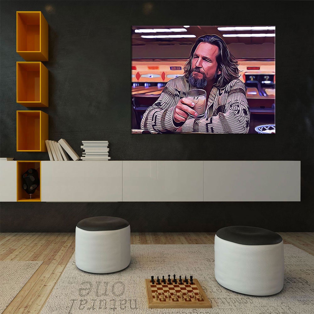 The Dude Canvas Wall Art, The Big Lebowski, The Dude Canvas Print, The Dude Lives On, Abstract Art, 1 Piece Wall Art Set