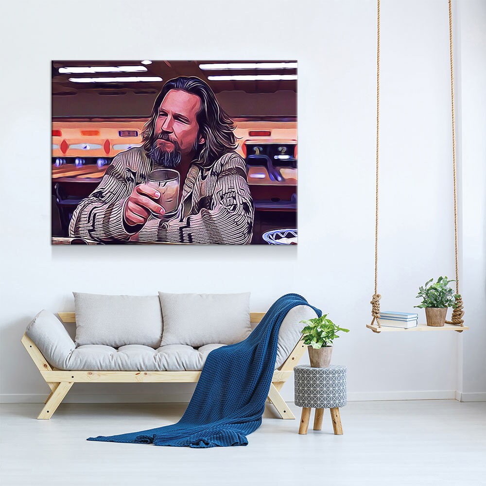 The Dude Canvas Wall Art, The Big Lebowski, The Dude Canvas Print, The Dude Lives On, Abstract Art, 1 Piece Wall Art Set
