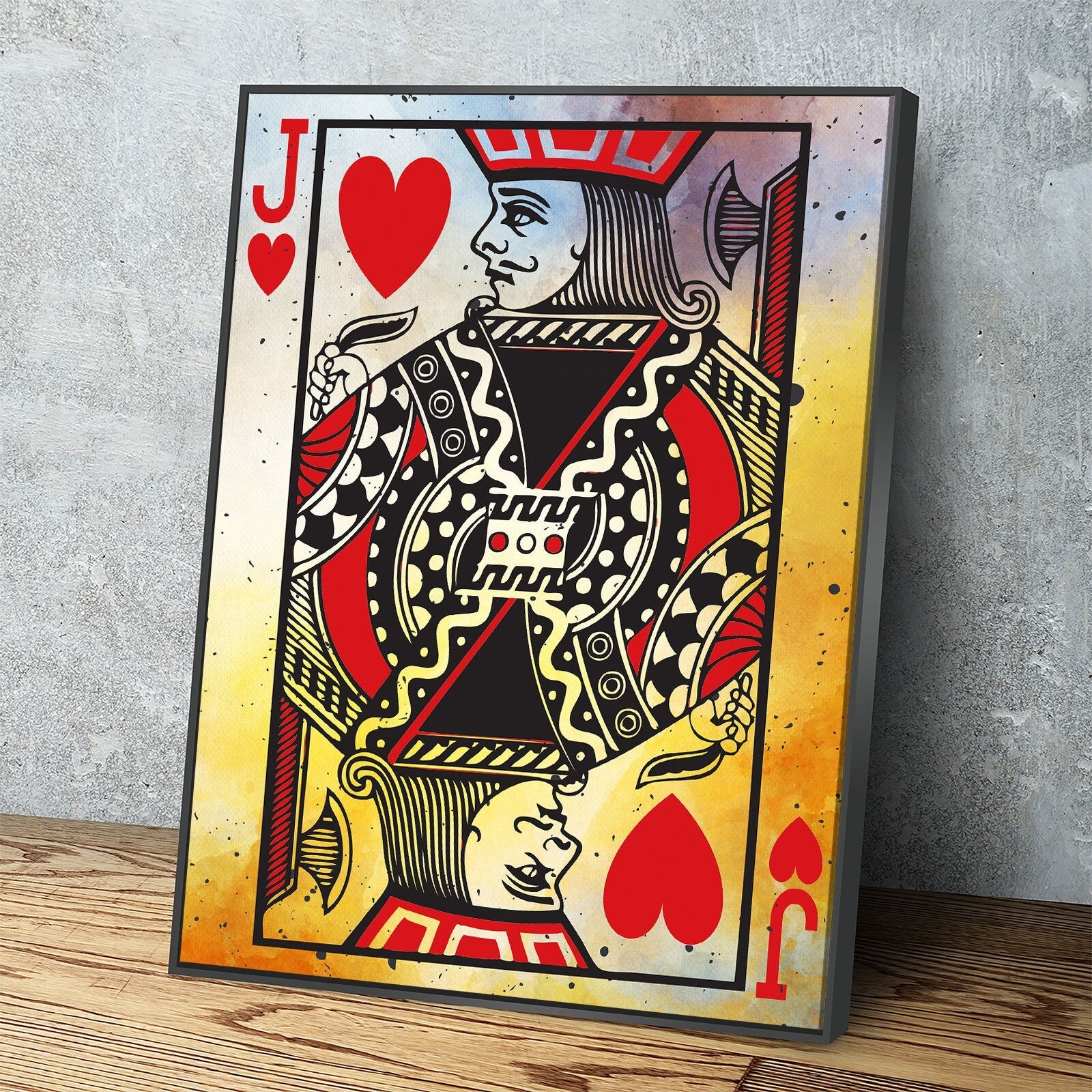 Jack Of Hearts Vintage Canvas Wall Art, Poker Room, Casino Room, Man Cave, Jack Of Hearts, Playing Card Art, Poker Cards