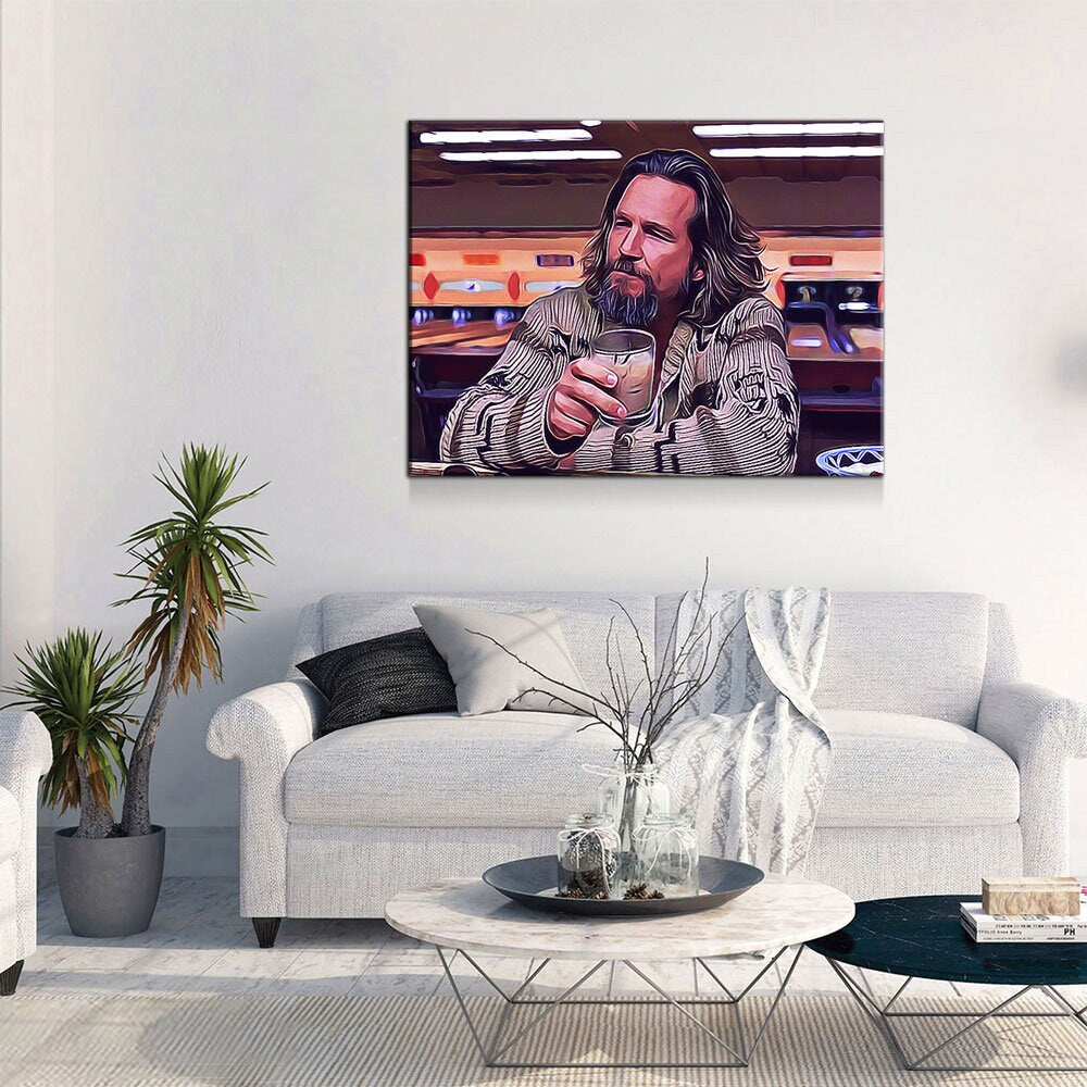 The Dude Canvas Wall Art, The Big Lebowski, The Dude Canvas Print, The Dude Lives On, Abstract Art, 1 Piece Wall Art Set