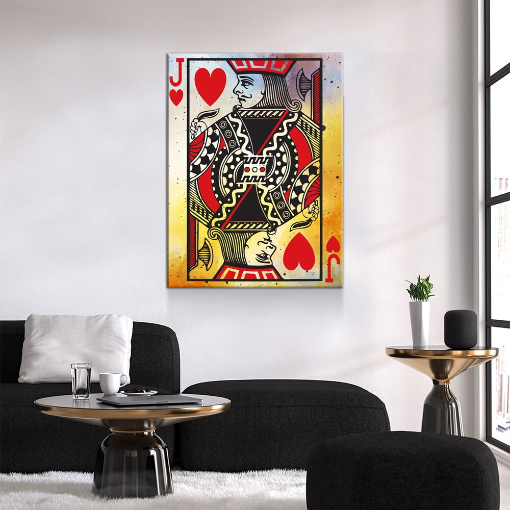 Jack Of Hearts Vintage Canvas Wall Art, Poker Room, Casino Room, Man Cave, Jack Of Hearts, Playing Card Art, Poker Cards