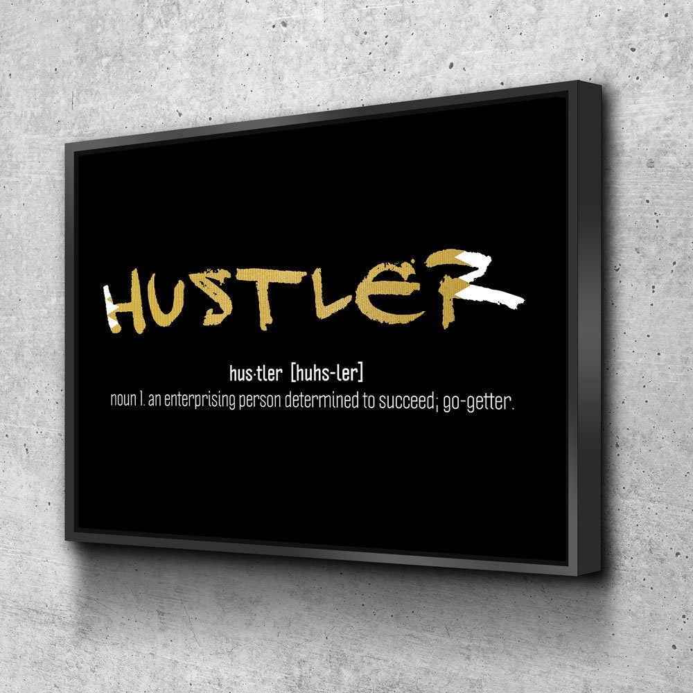 Hustler Definition Canvas Wall Art, Motivational Wall Decor, Hustler Art, Office Art, Success Quotes, Hustle