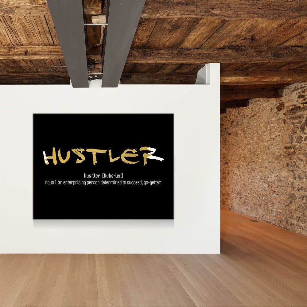 Hustler Definition Canvas Wall Art, Motivational Wall Decor, Hustler Art, Office Art, Success Quotes, Hustle
