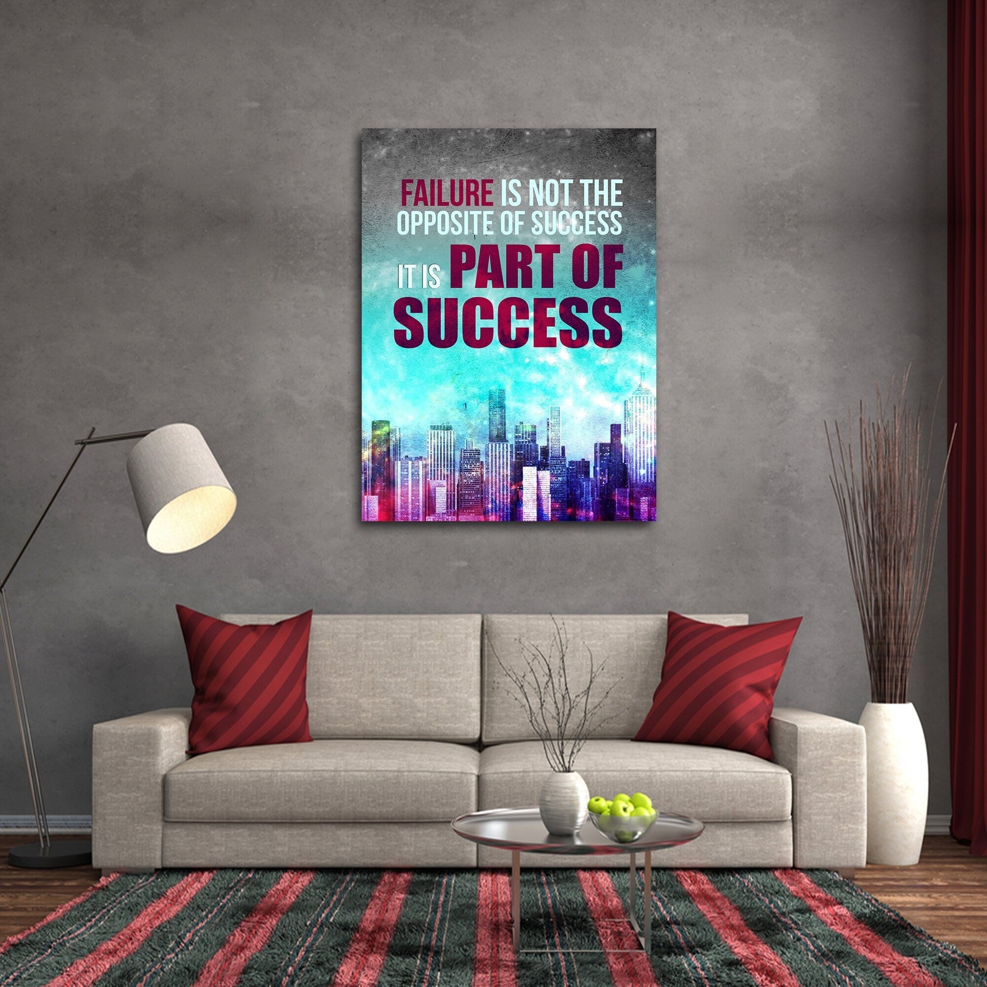 Failure Is Not The Opposite Of Success It Is A Part Of Success Canvas Wall Art, Motivational Decor, Office Decor, Success Quotes