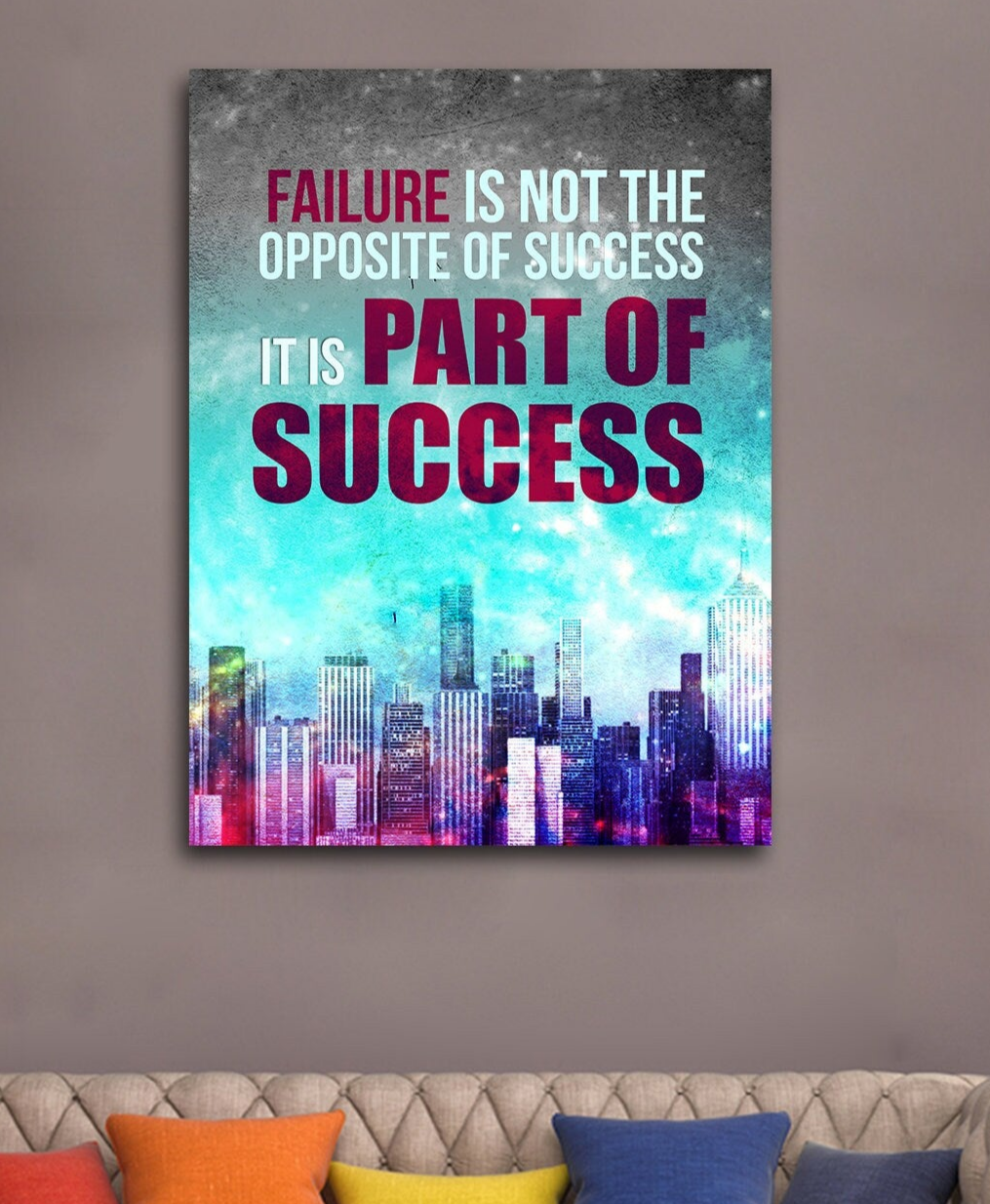 Failure Is Not The Opposite Of Success It Is A Part Of Success Canvas Wall Art, Motivational Decor, Office Decor, Success Quotes