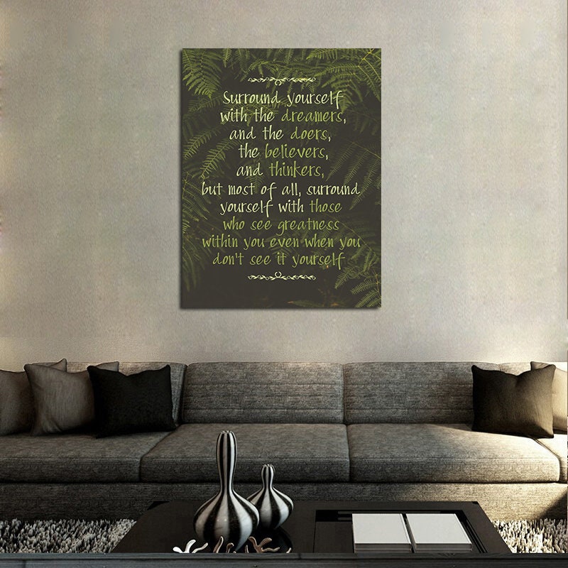 Surround Yourself With Dreamers And Doers And The Believers And Thinkers Canvas Wall Art, Motivational Decor, Office Decor, Success Quotes