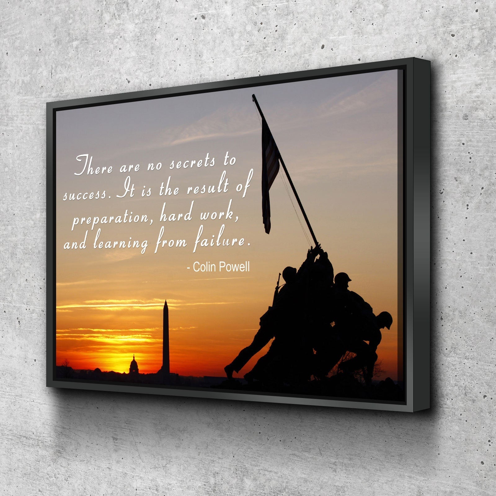 Iwo Jima Silhouette, There Are No Secrets To Success, Colin Powell Quote Canvas Wall Art
