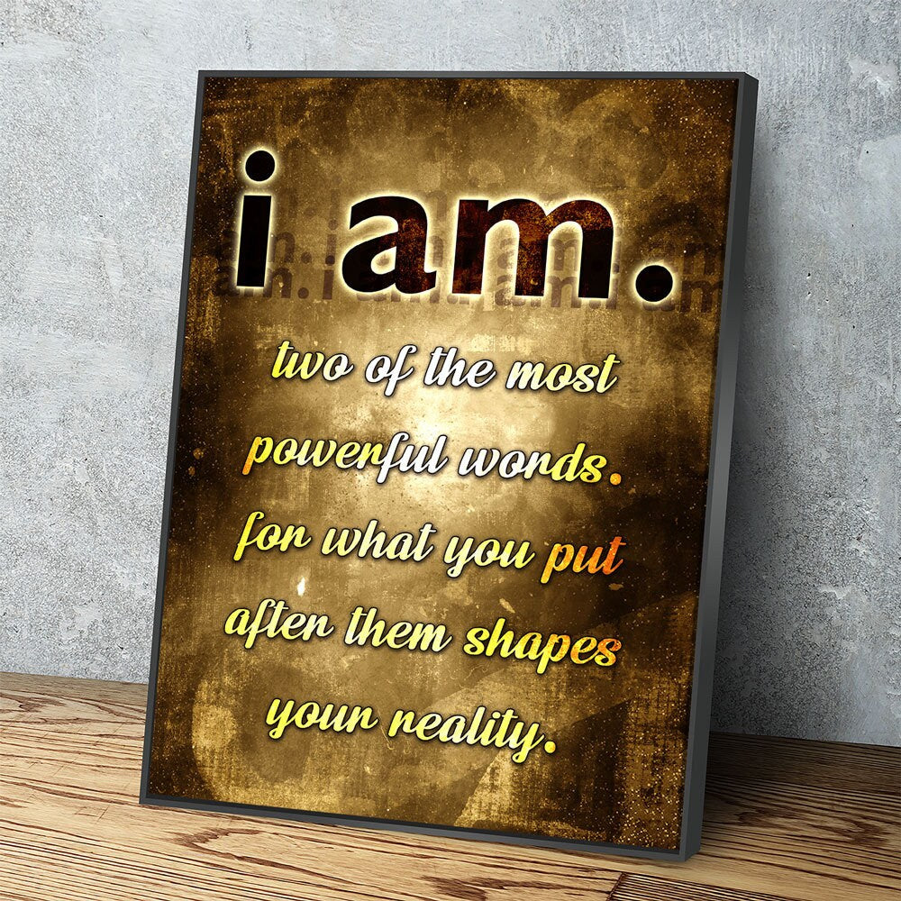 I Am, Two Of The Most Powerful Words Canvas Wall Art, Gratitude Sign, Abraham Hicks, Law Of Attraction Art