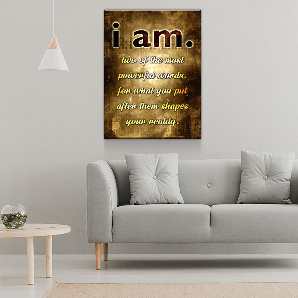 I Am, Two Of The Most Powerful Words Canvas Wall Art, Gratitude Sign, Abraham Hicks, Law Of Attraction Art