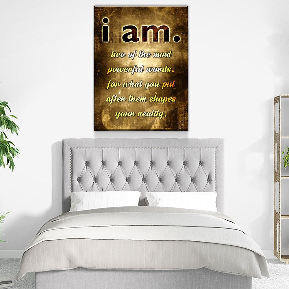 I Am, Two Of The Most Powerful Words Canvas Wall Art, Gratitude Sign, Abraham Hicks, Law Of Attraction Art