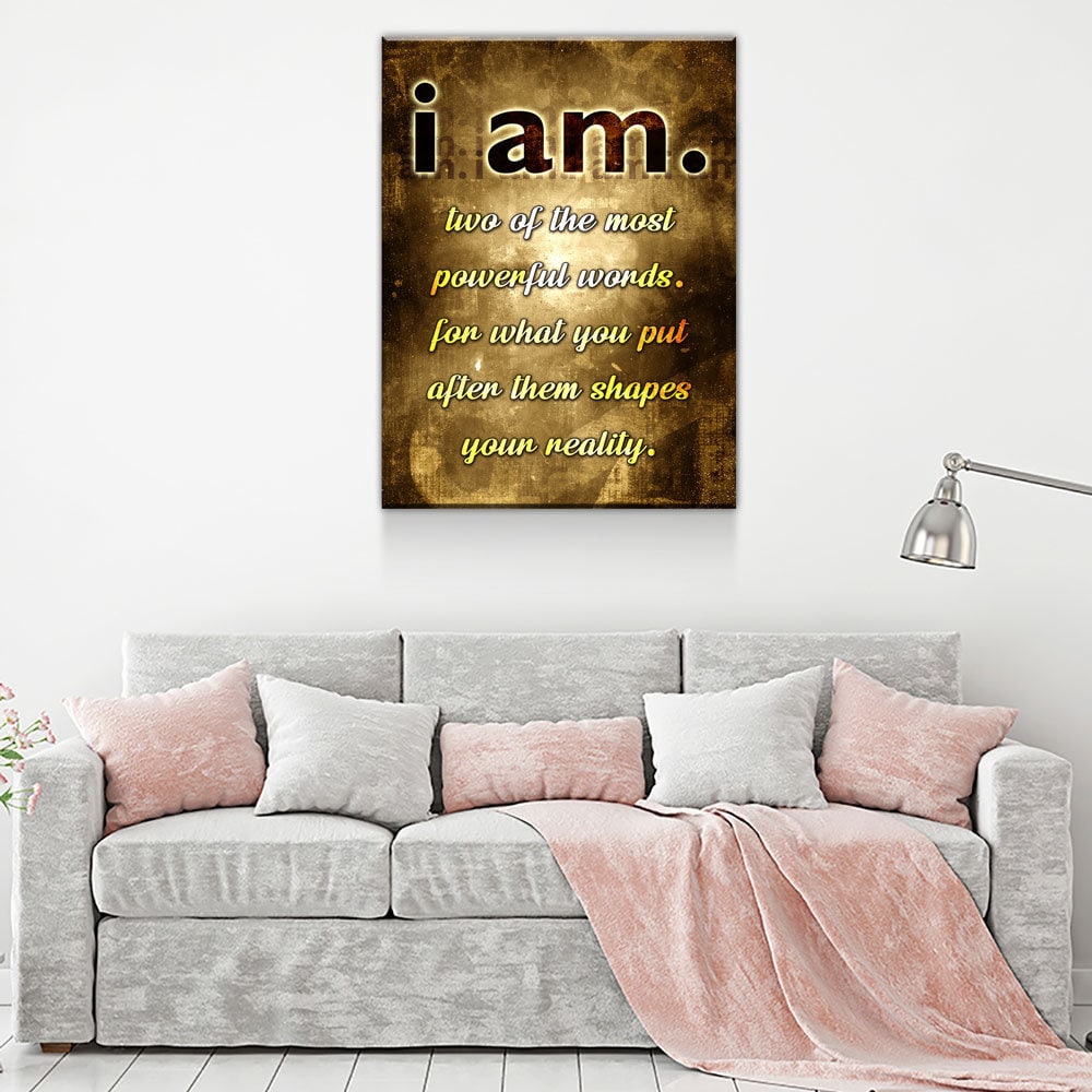 I Am, Two Of The Most Powerful Words Canvas Wall Art, Gratitude Sign, Abraham Hicks, Law Of Attraction Art