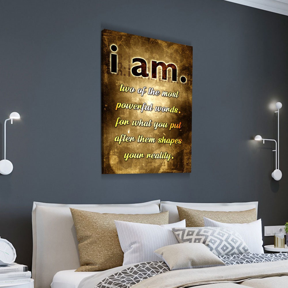 I Am, Two Of The Most Powerful Words Canvas Wall Art, Gratitude Sign, Abraham Hicks, Law Of Attraction Art