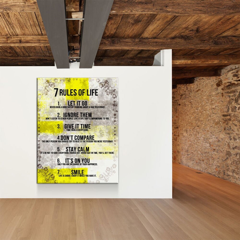 7 Rules Of Life Motivational Canvas Wall Art