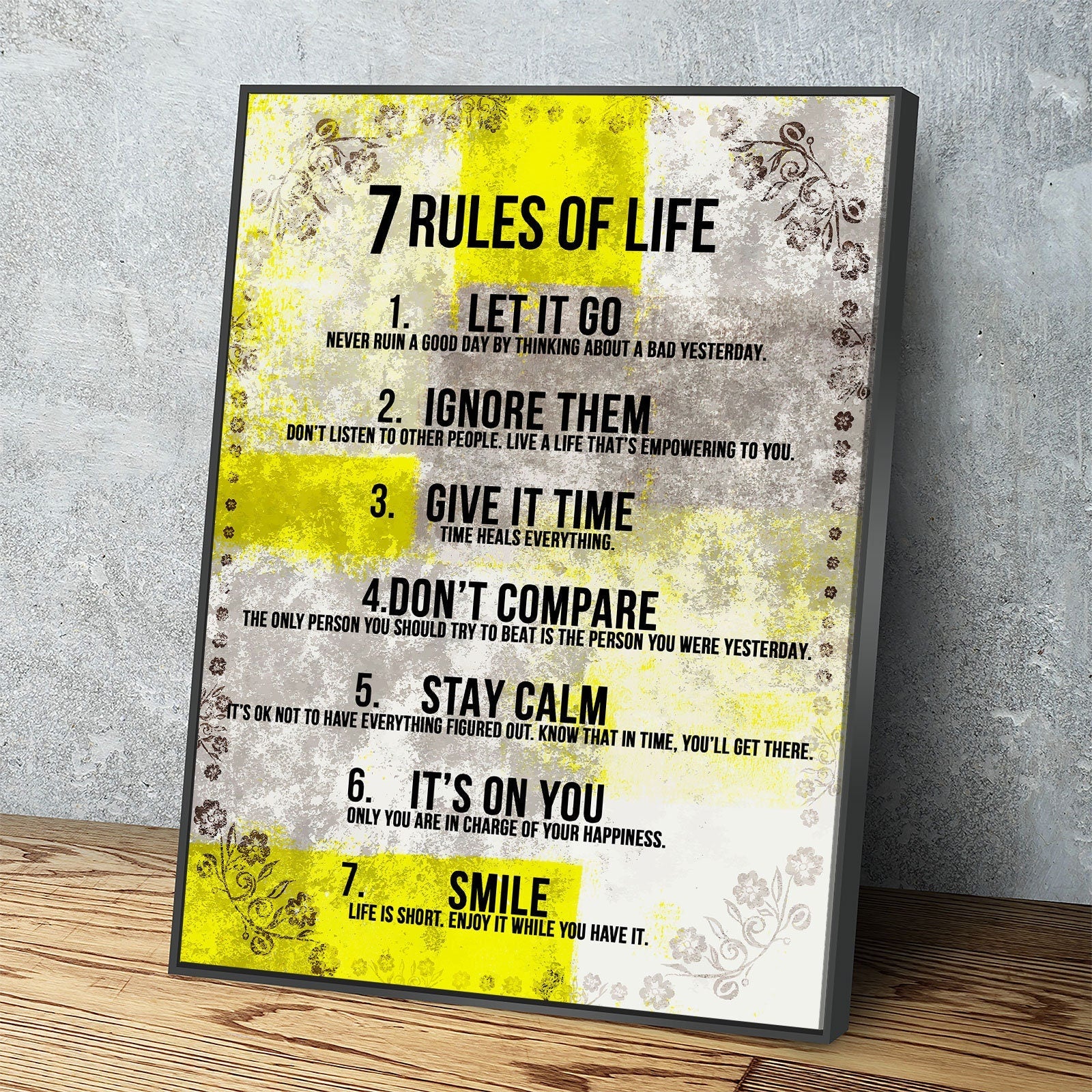 7 Rules Of Life Motivational Canvas Wall Art