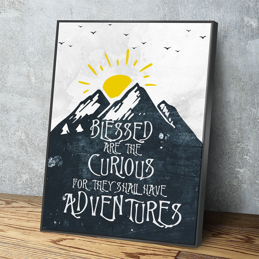 Blessed Are The Curious For They Shall Have Adventures Canvas Wall Art, Adventure, Home Decor, Hiking, Camping, Wildlife Decor