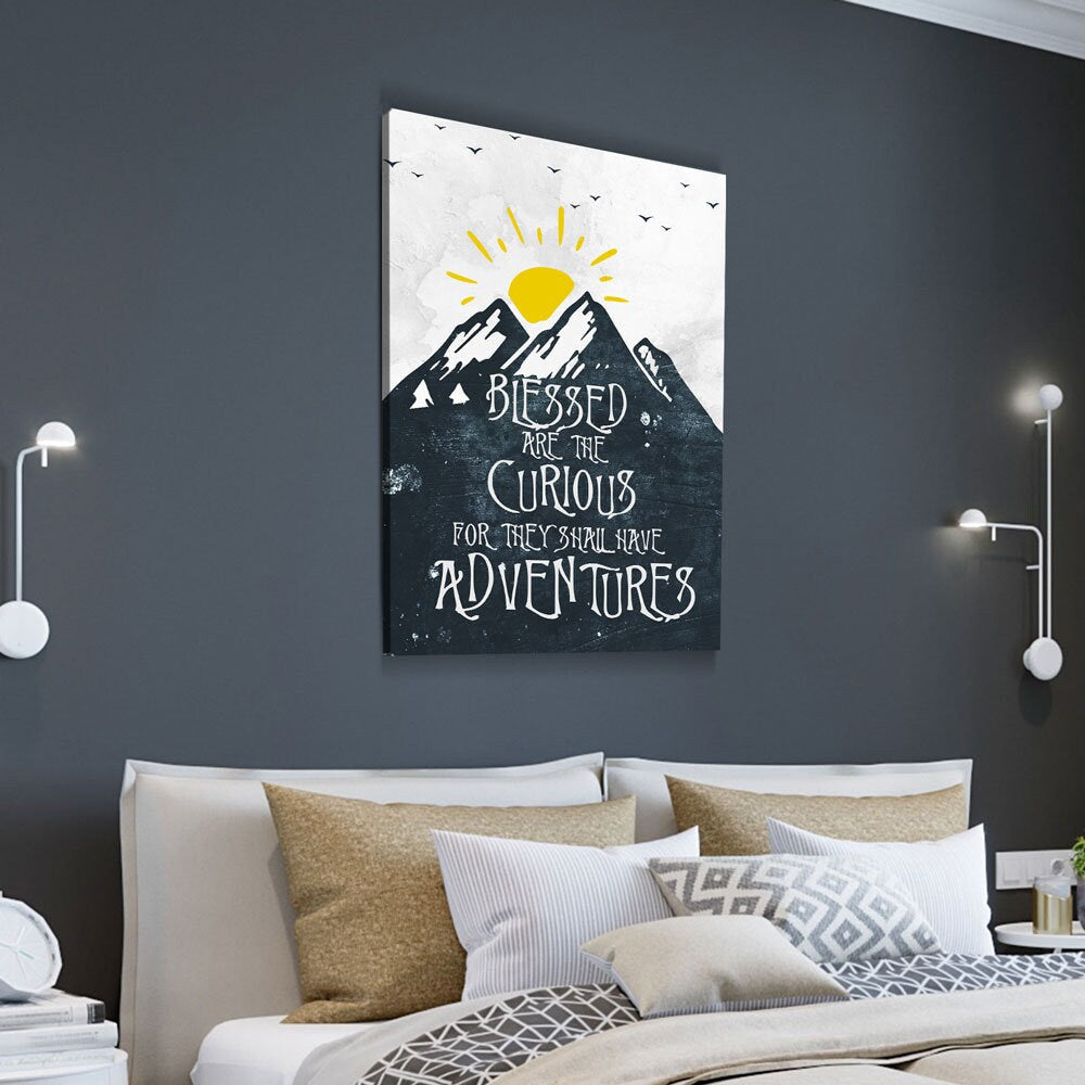 Blessed Are The Curious For They Shall Have Adventures Canvas Wall Art, Adventure, Home Decor, Hiking, Camping, Wildlife Decor