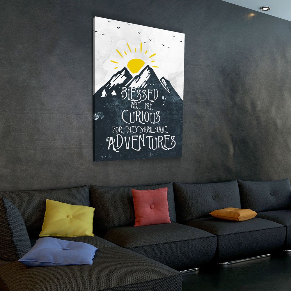 Blessed Are The Curious For They Shall Have Adventures Canvas Wall Art, Adventure, Home Decor, Hiking, Camping, Wildlife Decor