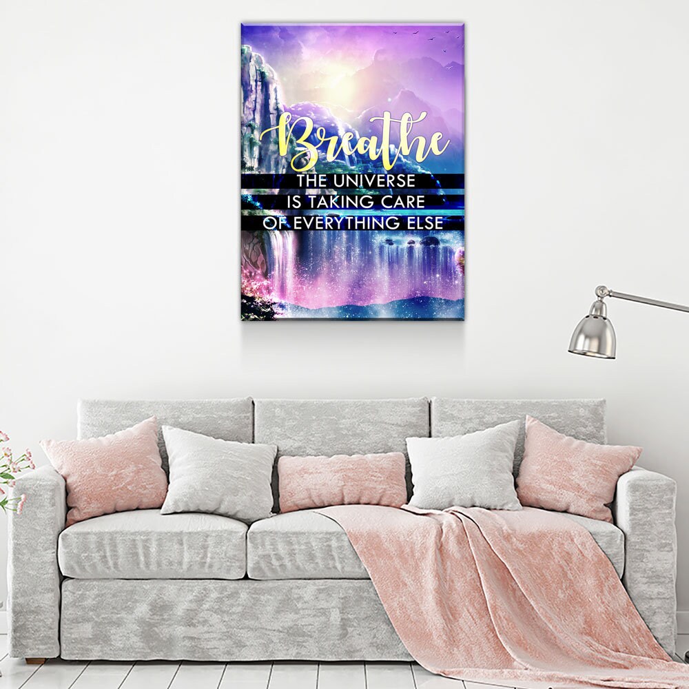 Breathe The Universe Is Taking Care Of Everything Else Canvas Wall Art, Gratitude Sign, Abraham Hicks Law Of Attraction Art