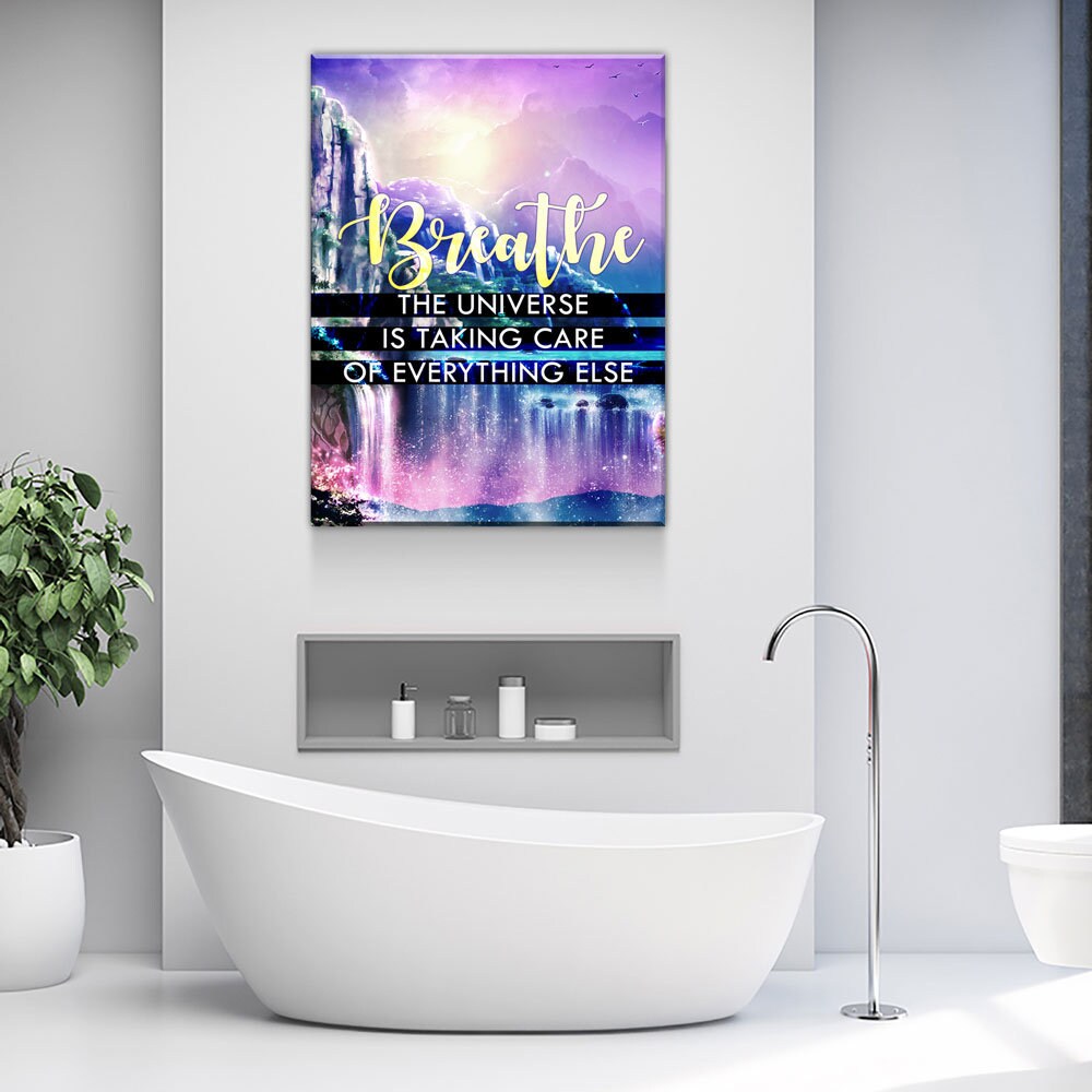 Breathe The Universe Is Taking Care Of Everything Else Canvas Wall Art, Gratitude Sign, Abraham Hicks Law Of Attraction Art