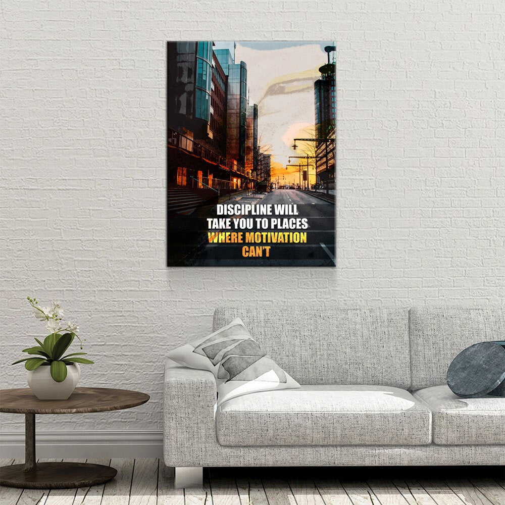Discipline Will Take You Places Canvas Wall Art, Office Decor, Motivational Decor, Success Quote, Discipline, Motivation Sign