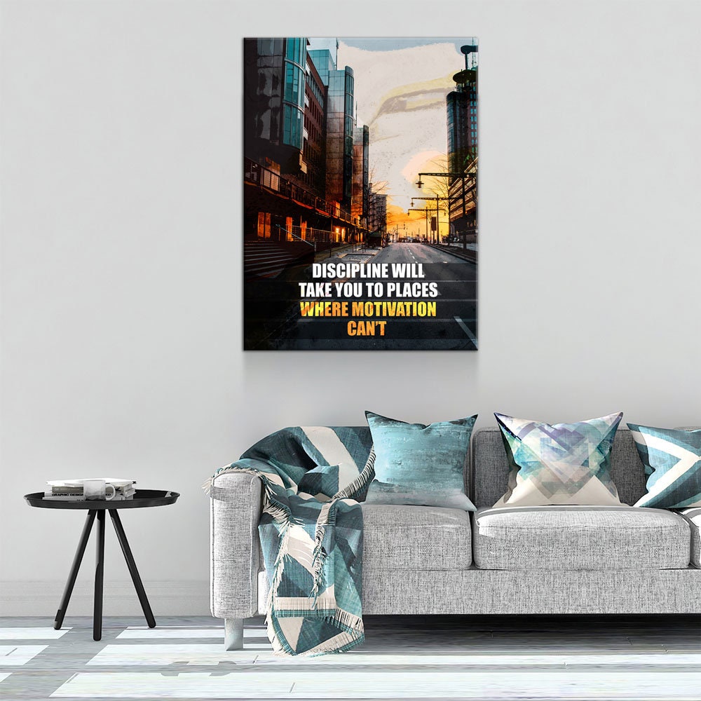 Discipline Will Take You Places Canvas Wall Art, Office Decor, Motivational Decor, Success Quote, Discipline, Motivation Sign