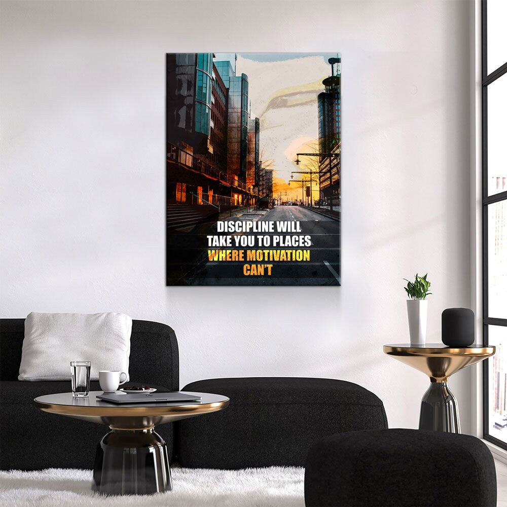 Discipline Will Take You Places Canvas Wall Art, Office Decor, Motivational Decor, Success Quote, Discipline, Motivation Sign