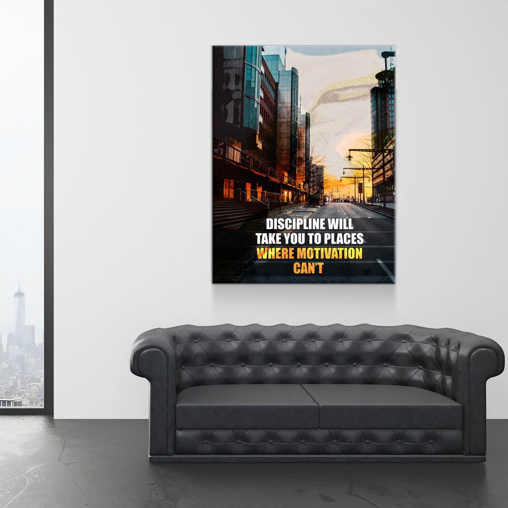 Discipline Will Take You Places Canvas Wall Art, Office Decor, Motivational Decor, Success Quote, Discipline, Motivation Sign