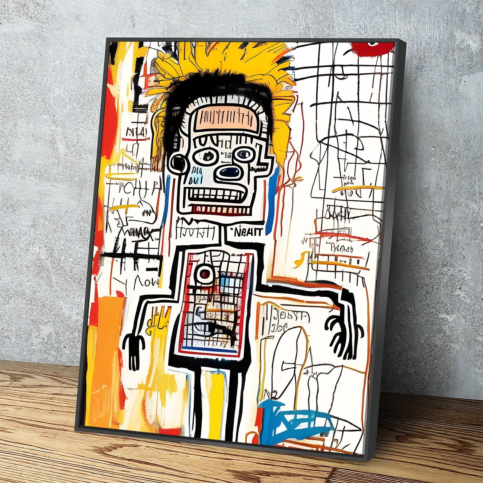 Busy Body Canvas Wall Art, Contemporary Art, Neo-expressionism, Primitivism, Abstract Expressionist, Abstract Decor, Basquiat Inspired Art