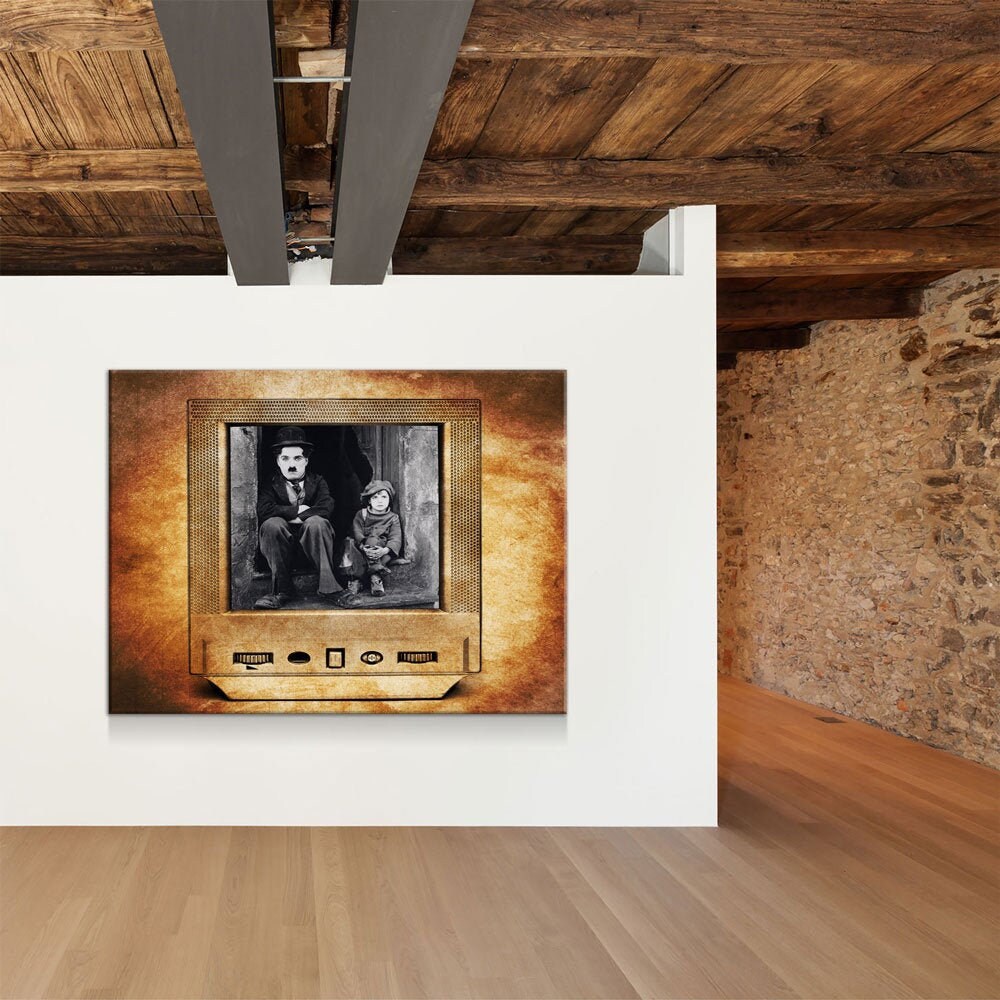 Charlie Chaplin Canvas Wall Art, Jackie Coogan, The Kid Vintage Style Canvas, 1921 Silent Comedy