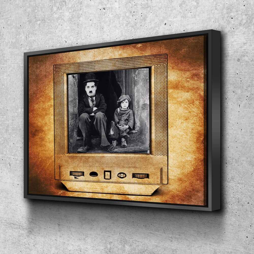Charlie Chaplin Canvas Wall Art, Jackie Coogan, The Kid Vintage Style Canvas, 1921 Silent Comedy