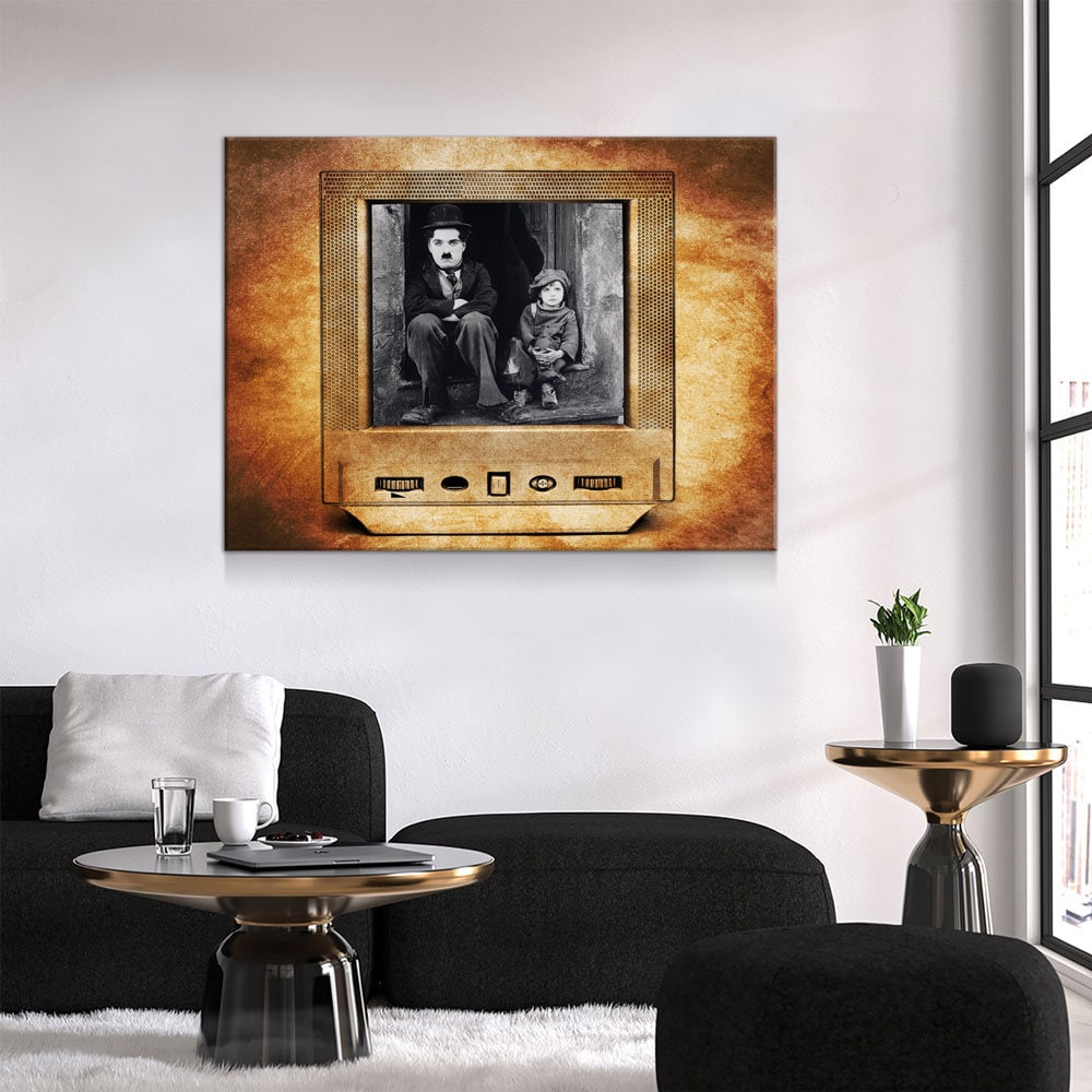 Charlie Chaplin Canvas Wall Art, Jackie Coogan, The Kid Vintage Style Canvas, 1921 Silent Comedy