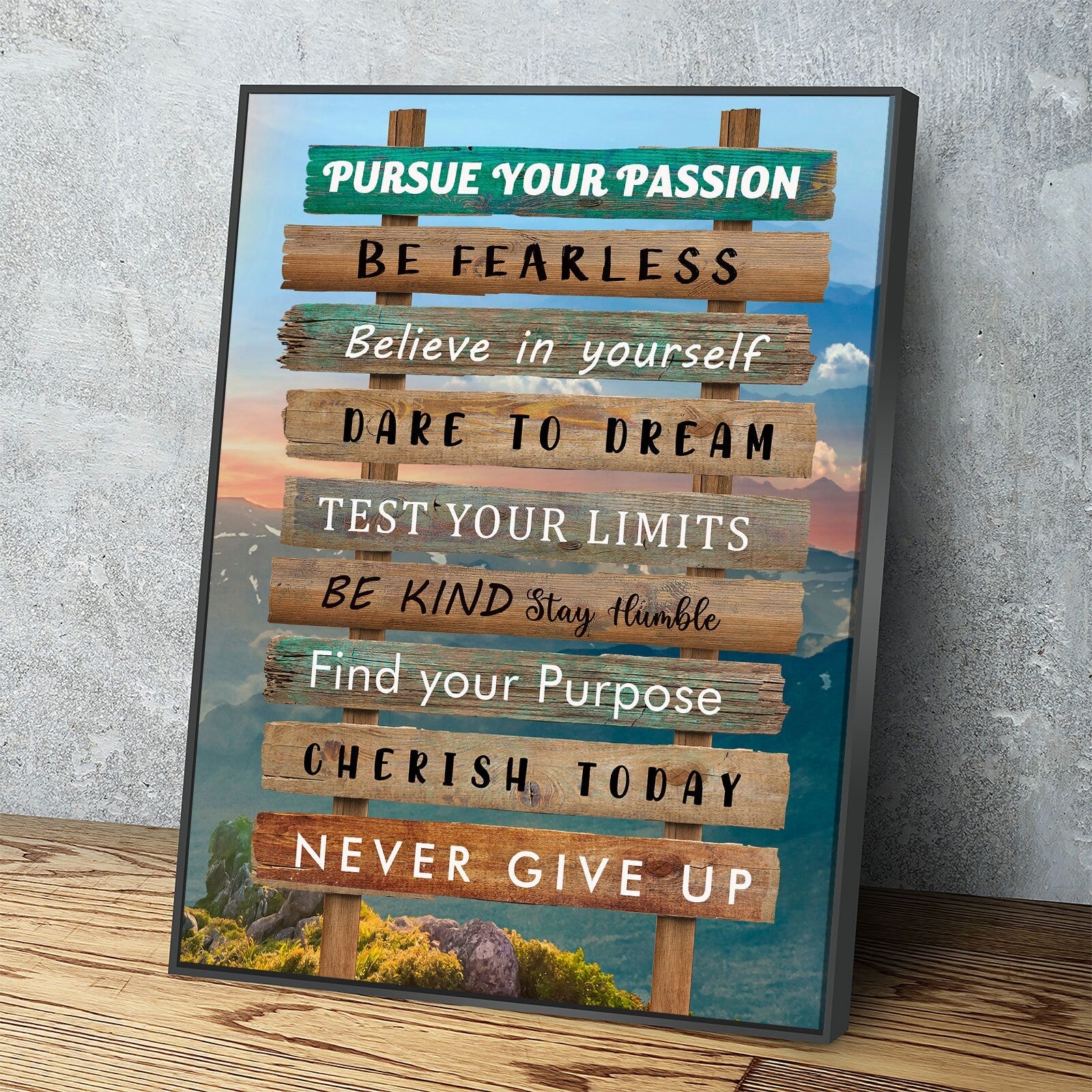 Pursue Your Passion Never Give Up Motivational Canvas Wall Art, Test Your Limits, Motivational Decor