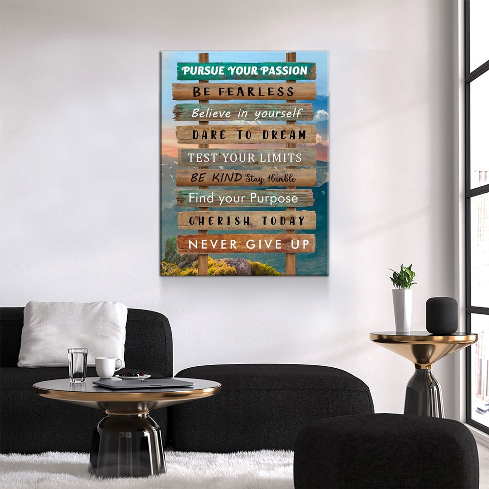 Pursue Your Passion Never Give Up Motivational Canvas Wall Art, Test Your Limits, Motivational Decor