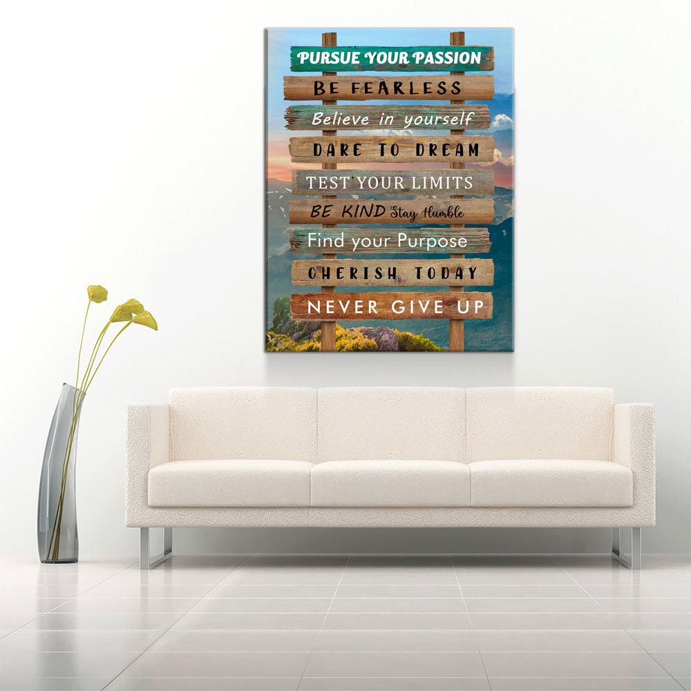Pursue Your Passion Never Give Up Motivational Canvas Wall Art, Test Your Limits, Motivational Decor