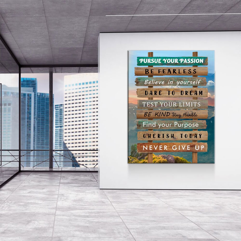 Pursue Your Passion Never Give Up Motivational Canvas Wall Art, Test Your Limits, Motivational Decor