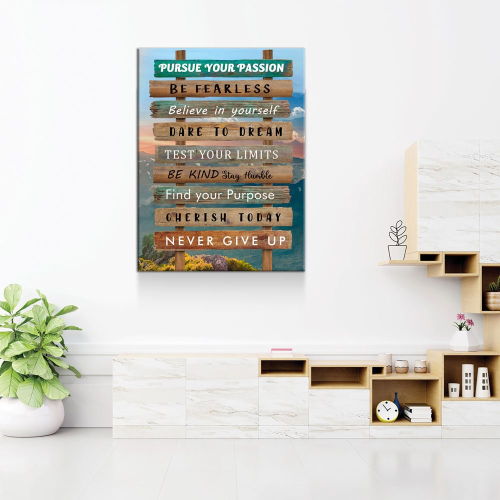Pursue Your Passion Never Give Up Motivational Canvas Wall Art, Test Your Limits, Motivational Decor