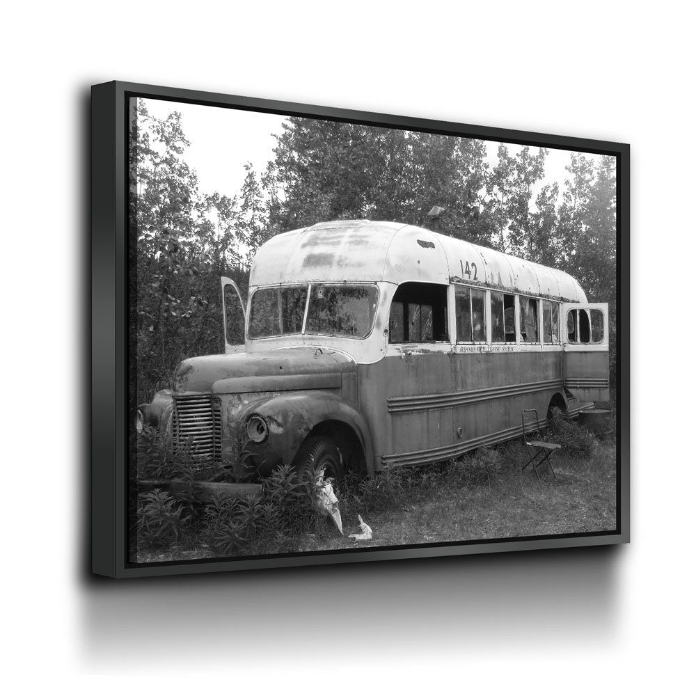 McCandless Bus Into The Wild Canvas Wall Art, Alaska, American Hiker Bus, Fairbanks City Transit System Bus 142, Stampede Trail