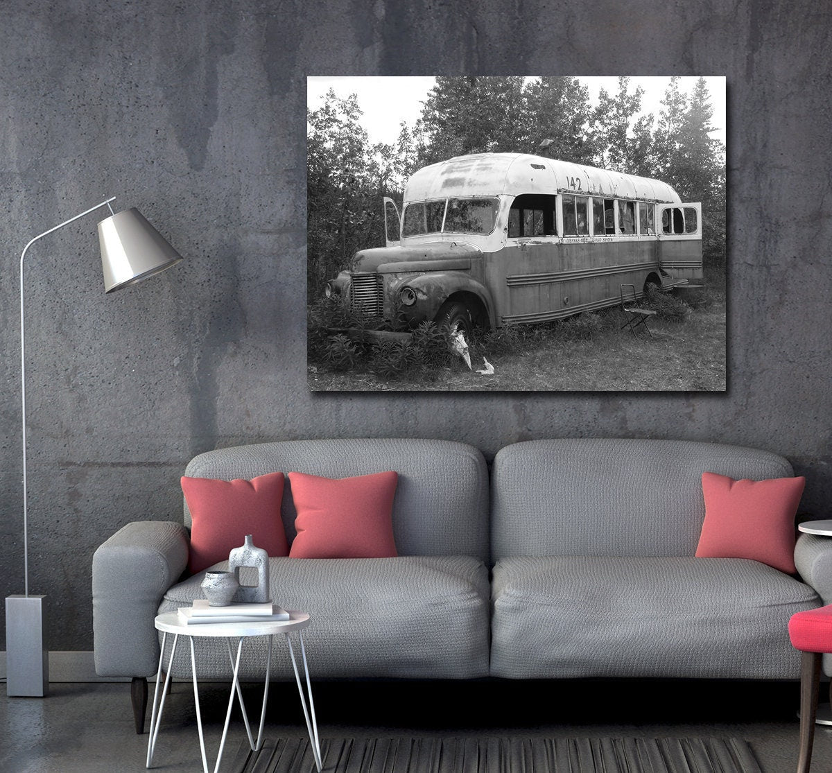 McCandless Bus Into The Wild Canvas Wall Art, Alaska, American Hiker Bus, Fairbanks City Transit System Bus 142, Stampede Trail