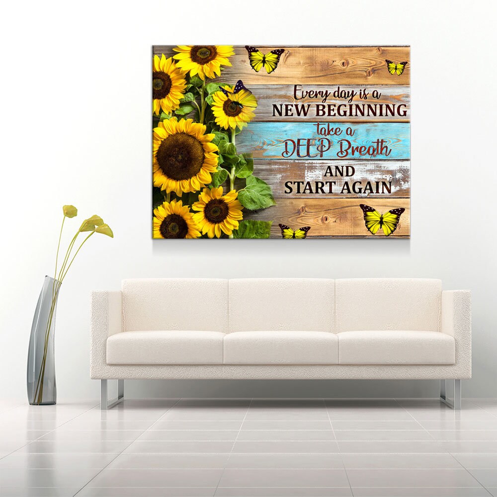 Every Day Is A New Beginning Canvas Wall Art, Take A Deep Breathe And Start Again, Inspirational Decor