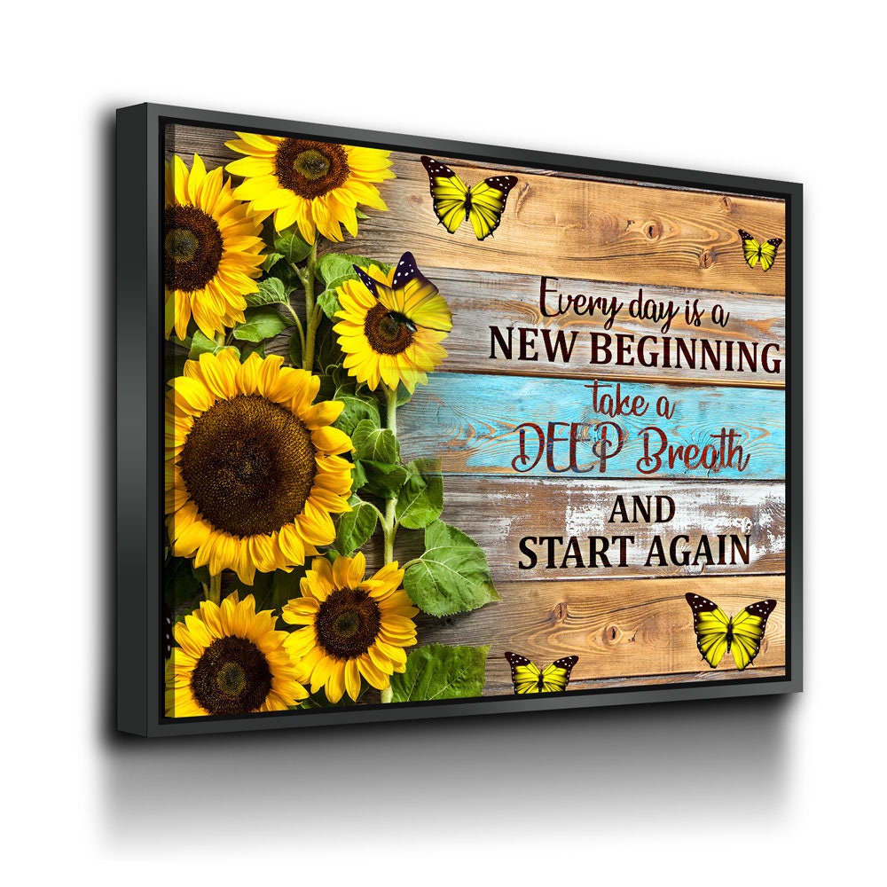 Every Day Is A New Beginning Canvas Wall Art, Take A Deep Breathe And Start Again, Inspirational Decor