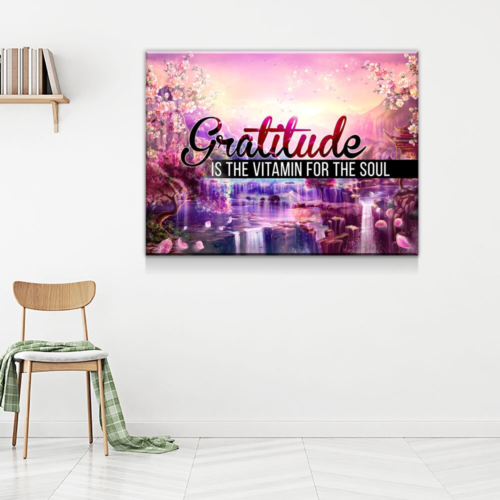 Gratitude Is The Vitamin For The Soul Canvas Wall Art, Inspirational Quotes, Gratitude Quotes, Motivational Quotes, Affirmations