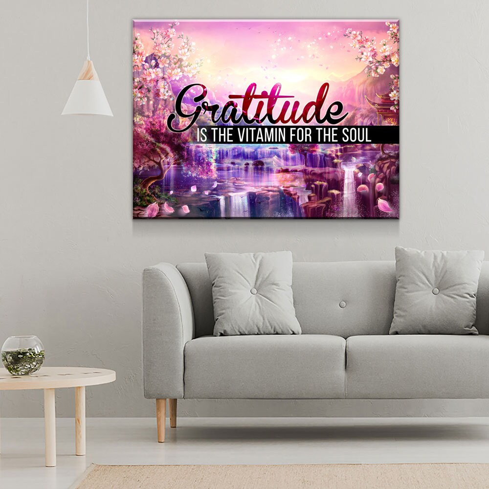 Gratitude Is The Vitamin For The Soul Canvas Wall Art, Inspirational Quotes, Gratitude Quotes, Motivational Quotes, Affirmations