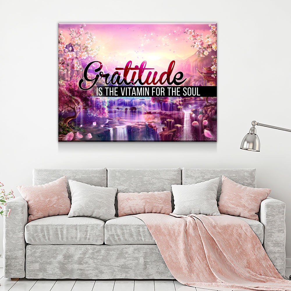 Gratitude Is The Vitamin For The Soul Canvas Wall Art, Inspirational Quotes, Gratitude Quotes, Motivational Quotes, Affirmations
