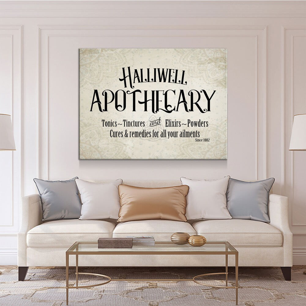 Halliwell Apothecary Canvas Wall Art, Tonics, Tinctures and Elixirs, Powders Since 1882, Charmed Decor