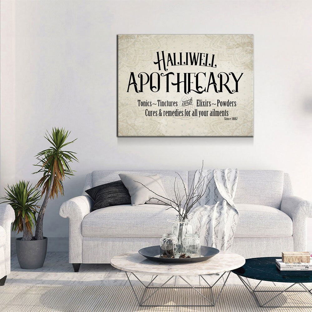 Halliwell Apothecary Canvas Wall Art, Tonics, Tinctures and Elixirs, Powders Since 1882, Charmed Decor