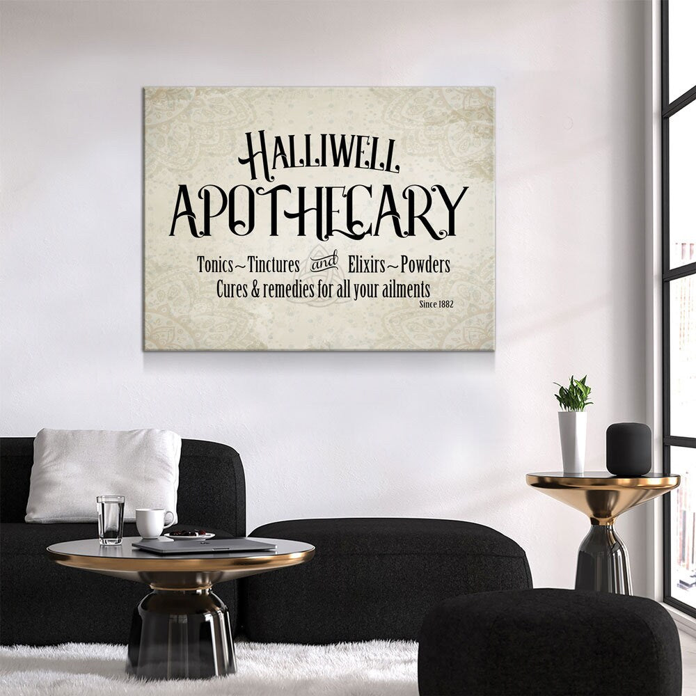 Halliwell Apothecary Canvas Wall Art, Tonics, Tinctures and Elixirs, Powders Since 1882, Charmed Decor