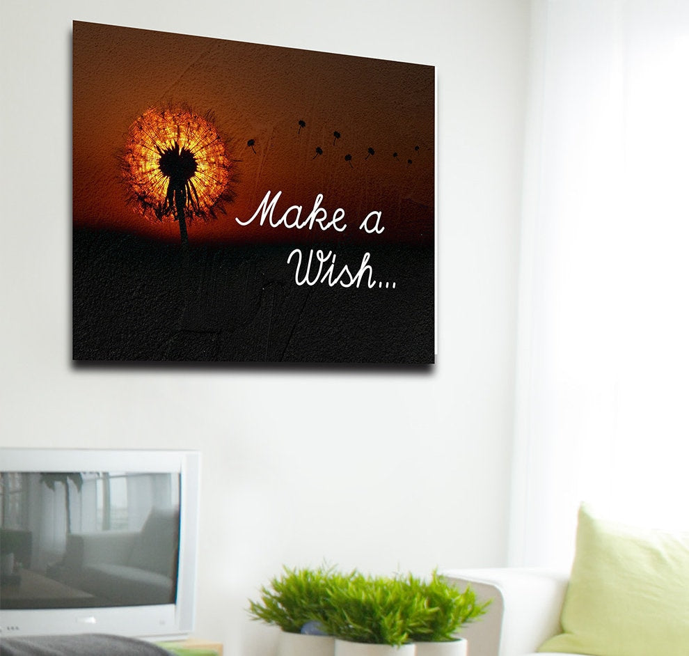 Make A Wish Dandelion Wish Canvas Wall Art, Home Decor, Bedroom Art, Dandelion Decor, Dandelion Art