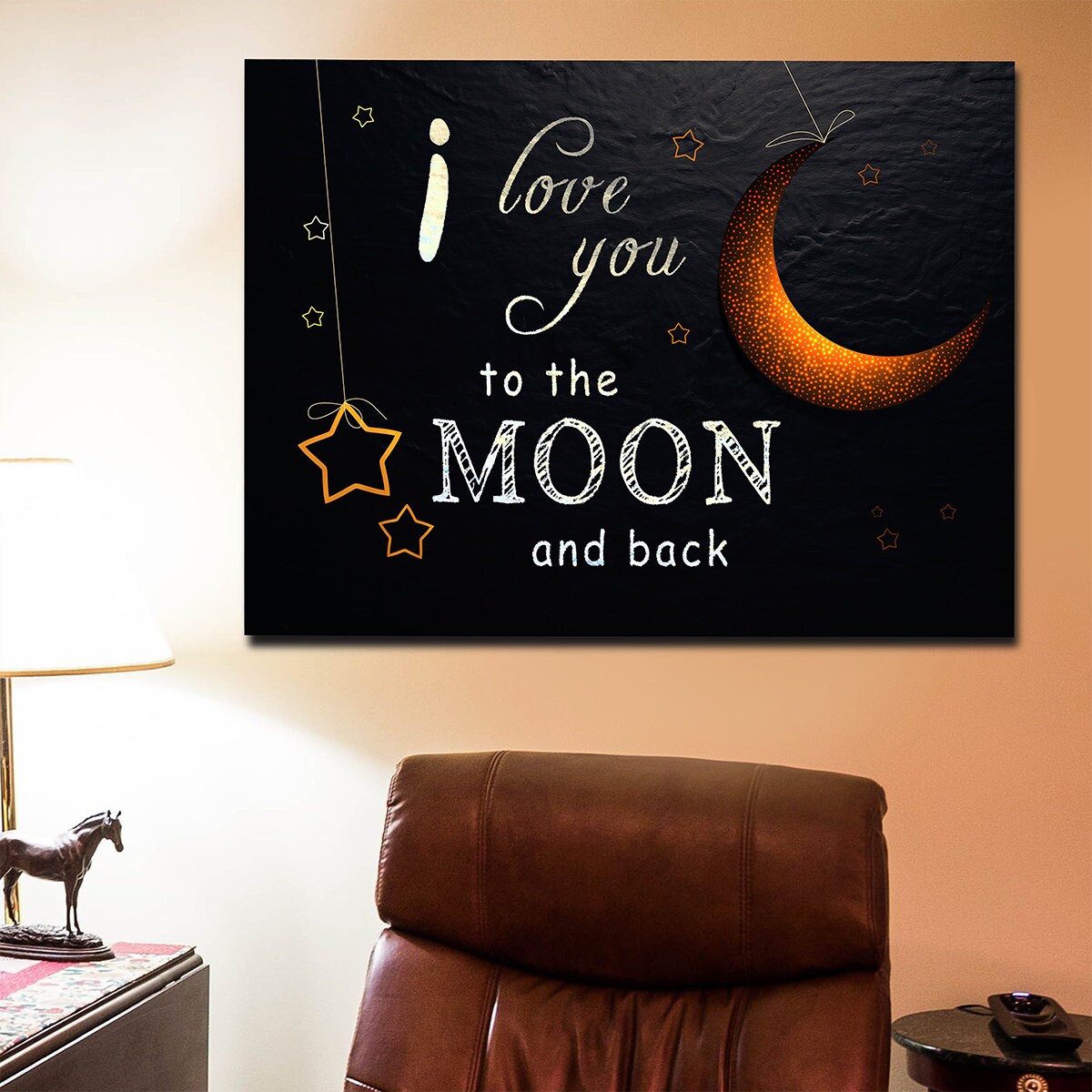 I Love You To The Moon And Back Canvas Wall Art, Bedroom Decor, Living Room Decor, Couples Decor, Wedding Gift
